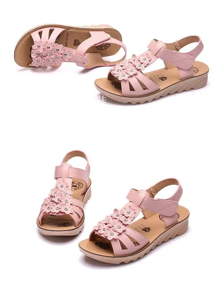 2017 г. новые летние сандалии на плоской подошве Женская Корейская версия обуви с