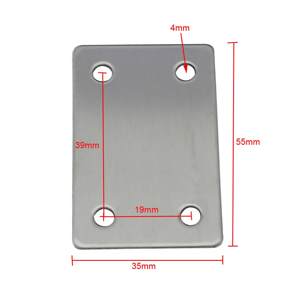 Угловые кронштейны из нержавеющей стали толщиной 1 мм 55 х35 прямой плоский