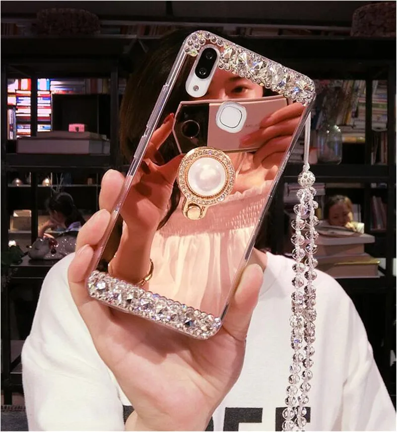 XSMYiss для SamsungS6 S7 с блестящими бриллиантами мягкое зеркало кольцо на палец