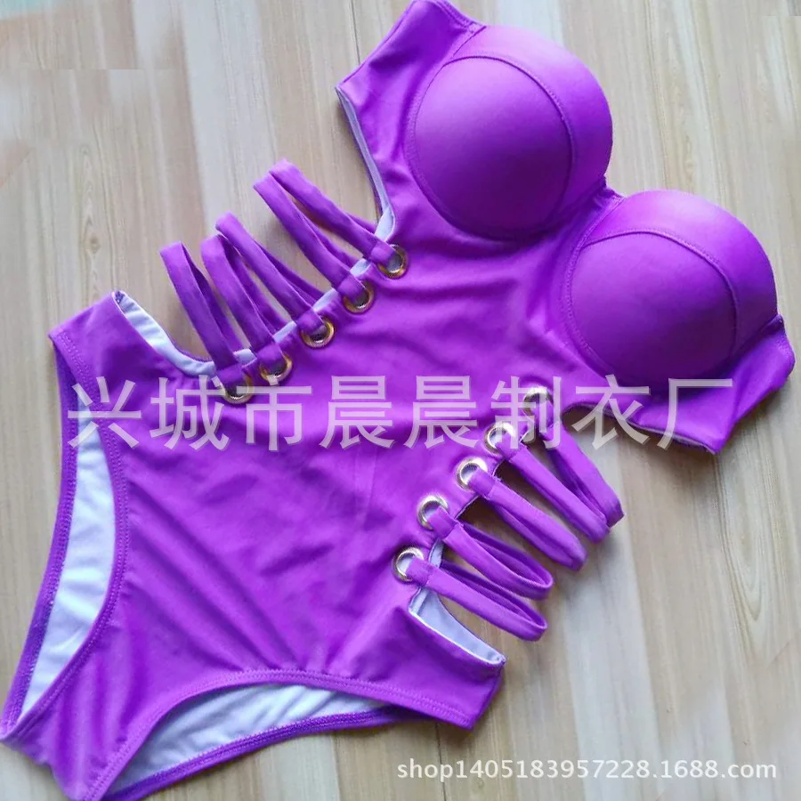 Новинка 2017 сексуальный цельный купальник без бретелек Женский бандажный пуш-ап