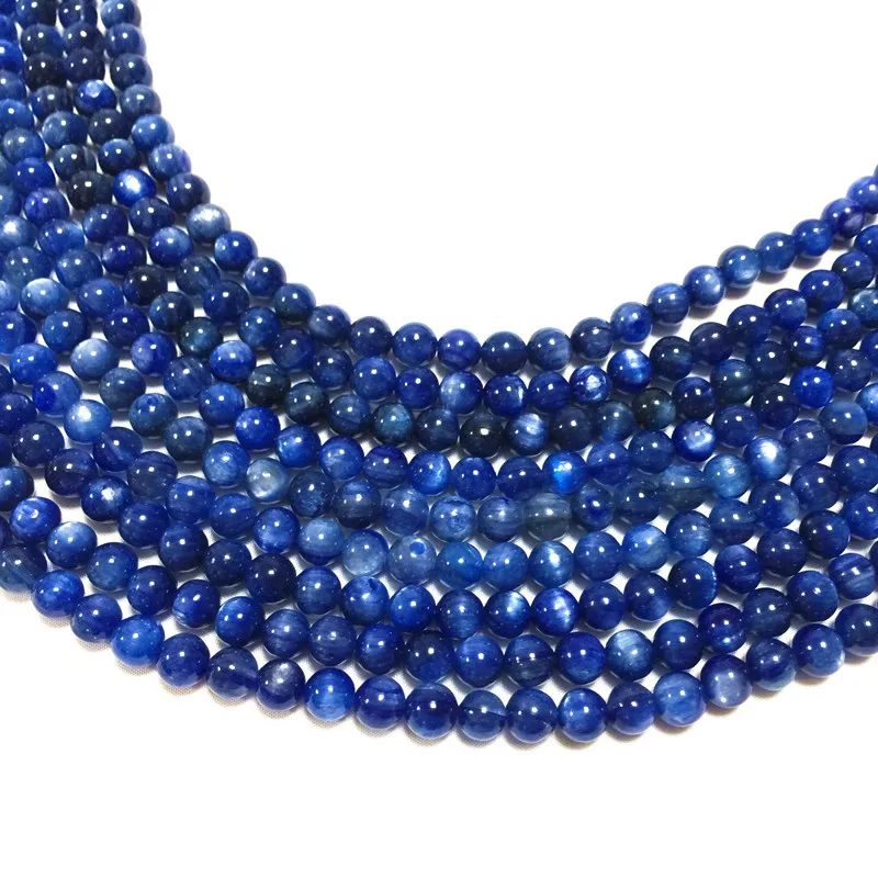 Натуральный голубой кианитовый камень 6 мм Гладкие бусины 19 см/String Strong Blue Shine Non