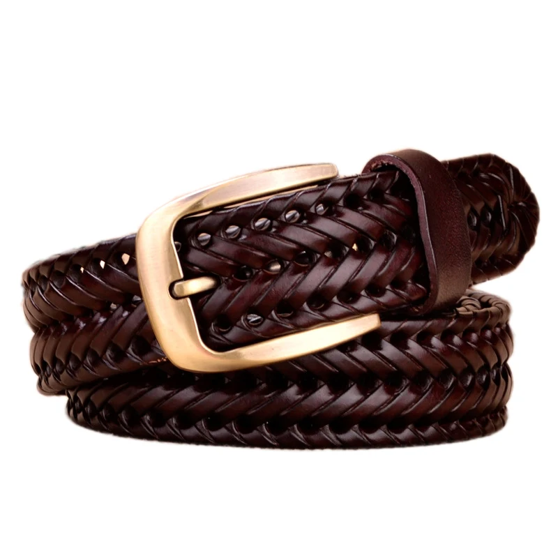 Ремень мужской плетеный из натуральной кожи модный дизайнерский пояс роскошный