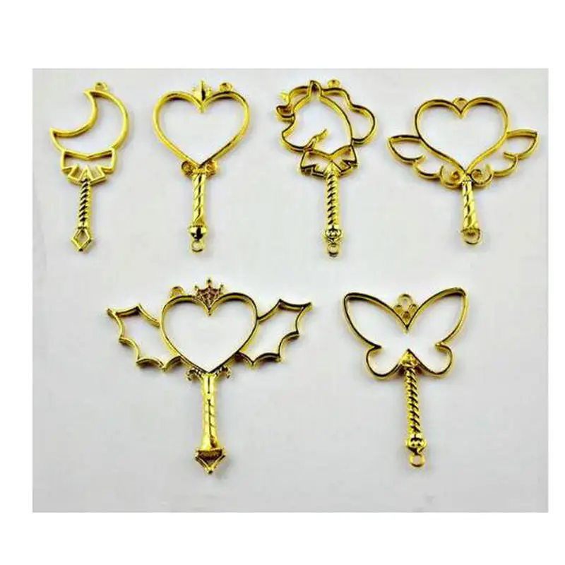 

6pcs Unicorn Magic Stick Metal Frame Jewelry Pendant Accessories DIY UV Resin Charms Handmade Gift Open Bezels Craft