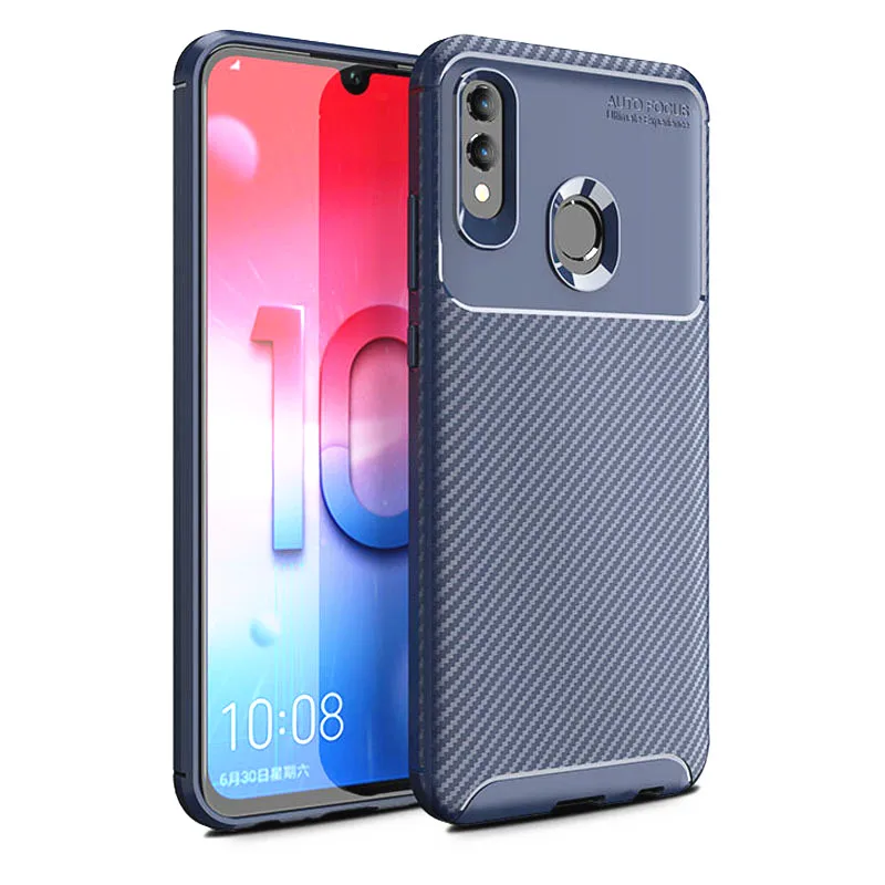 Чехол для телефона Huawei P Smart 2019 из углеродного волокна с мягким силиконом TPU, защищающий от ударов, с матовым покрытием.