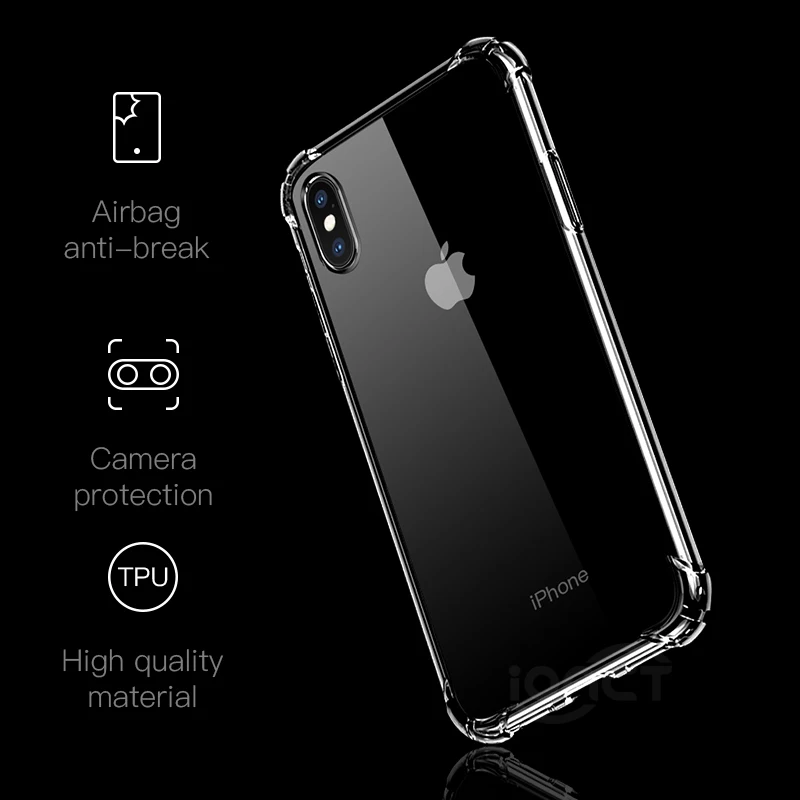 Противоударный чехол iONCT для телефона iPhone 6 6S 7 8 Plus прозрачный X XS Max XR поддержка