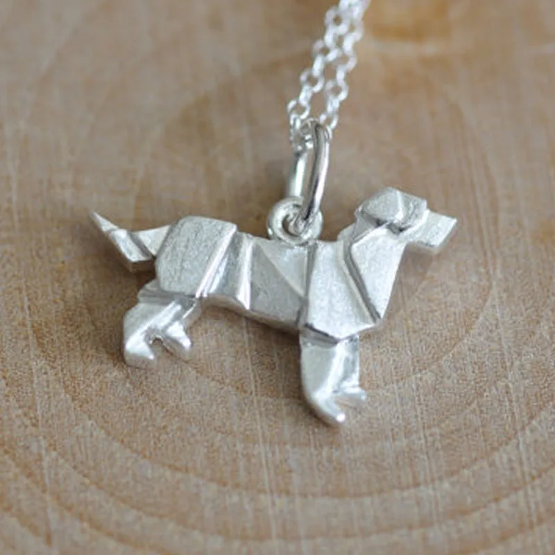 Labrador Retriever Origami Necklace Silver Golden Charm Pendant | Украшения и аксессуары