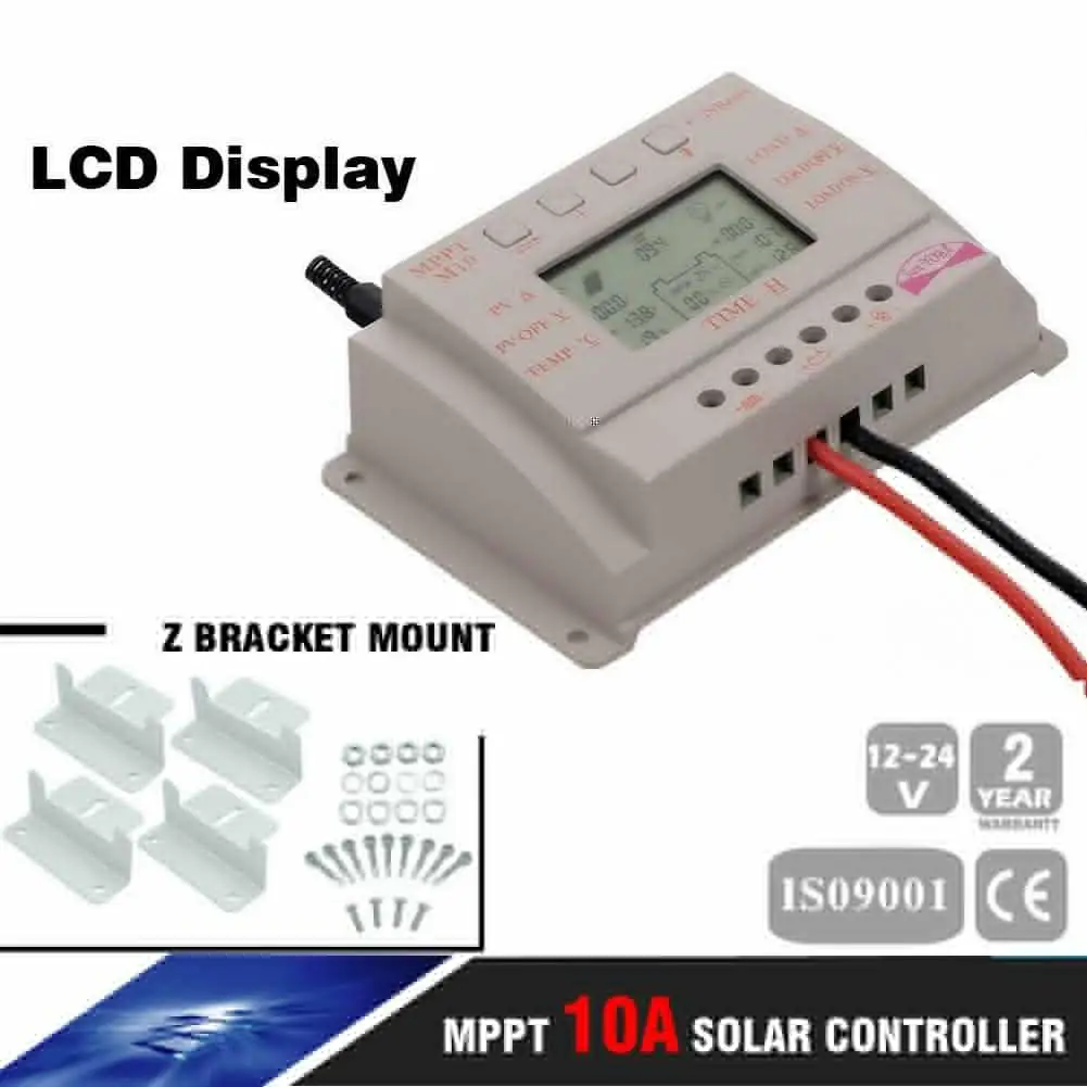 MPPT Solar Charge Controller 10A LCD Display Regulator 12V 24V + Panel Z bracket Mounting Mount Flat Roof Wall A609 | Обустройство