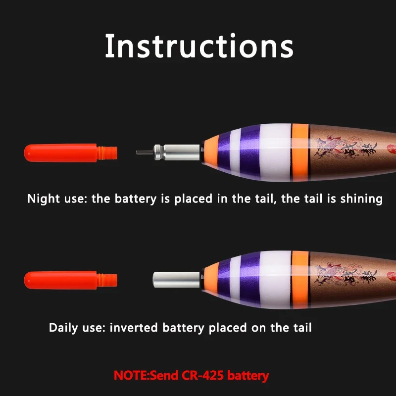 1pcs Fishing Float LED Electric Float Light Fishing Tackle Luminous Electronic Float With Battery Fish Buoys Tackle Accessories
