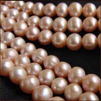 wholesale aa 78mm near round genuine gold pink freshwater pearl loose beads strand 15 free shipping