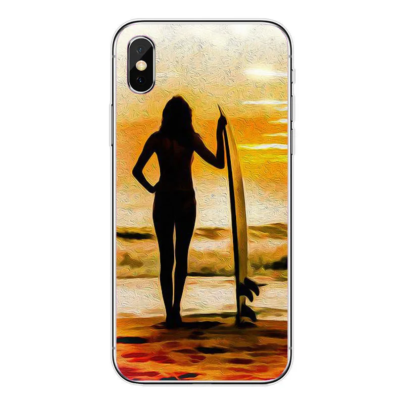 Крутой мягкий прозрачный ТПУ чехол для телефона серфинга и на закате iPhone 11Pro 8 8Plus 7