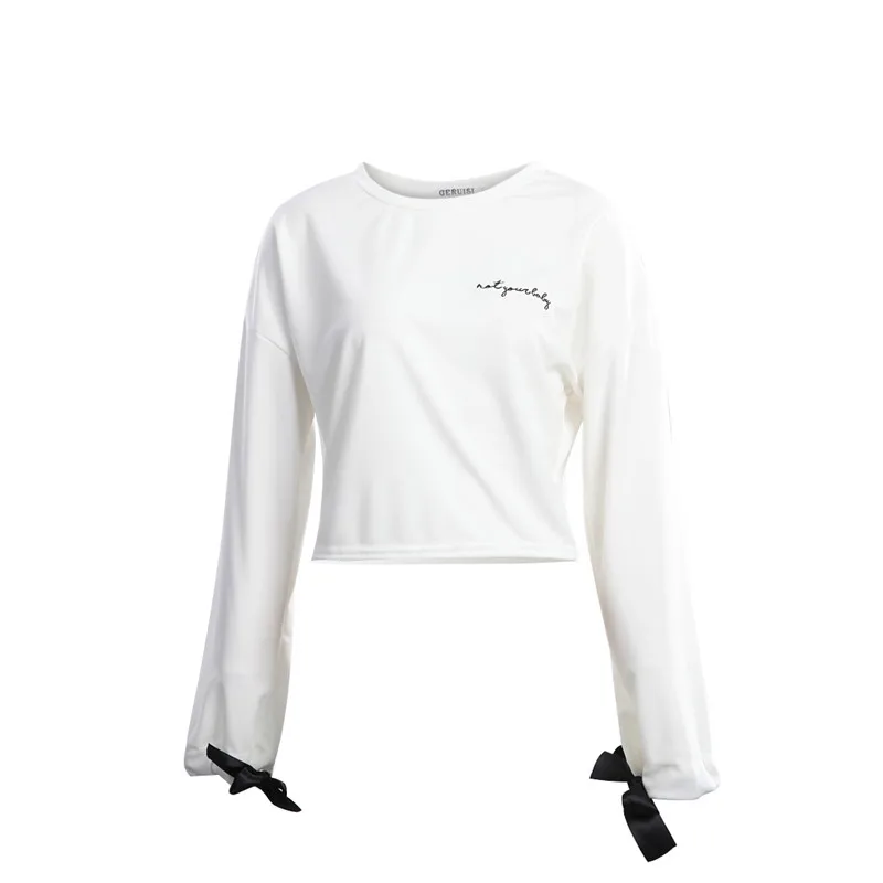 Женская свободная футболка с длинным рукавом повседневная укороченная