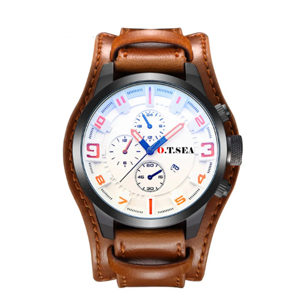 Часы otoky мужские часы Reloj Hombre 2019 новые модные с тремя календарем глазами кожаный