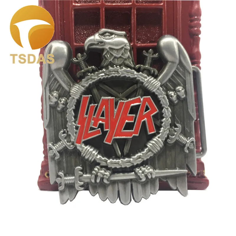 3D Серебряный и Твердый латунный Орел Slayer Рок Музыка Пряжка ремня с 73*84 мм металлический ковбойский ремень головка подходит 4 см Ширина ремня