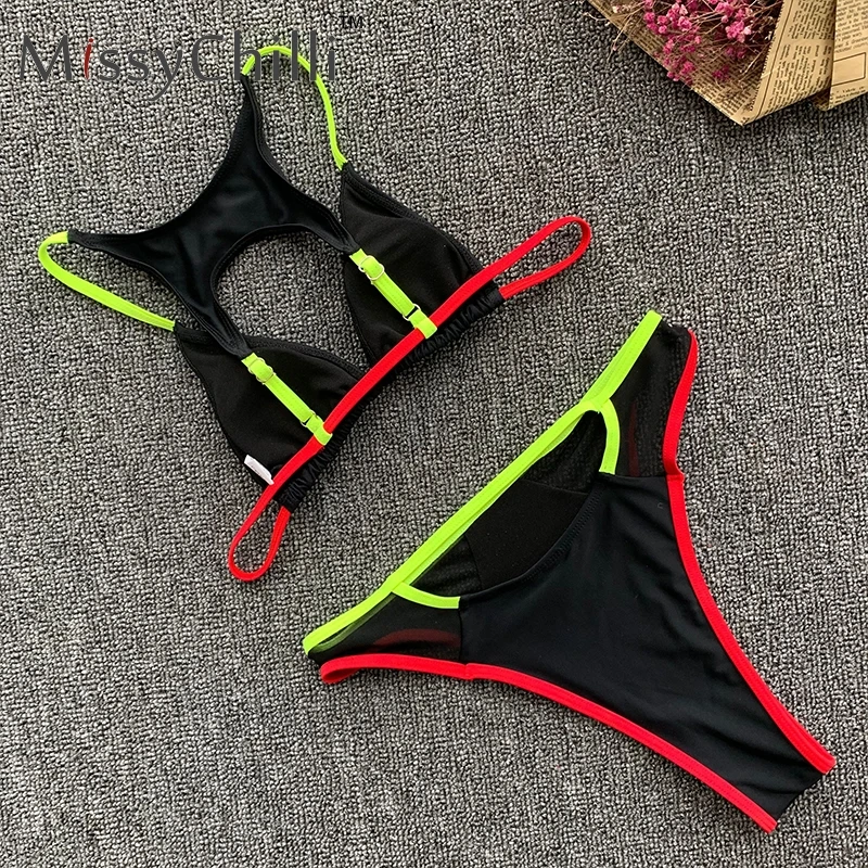 MissyChilli неоновый черный сексуальный Летний Бикини микро женщины треугольный