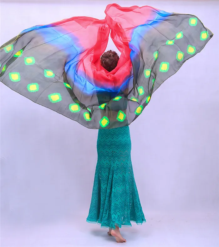 Женский шелковый шарф для танца живота большой цветочный галстук окрашенный и