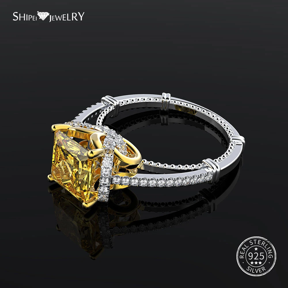 Женское кольцо Shipei 100% 925 пробы обручальное с квадратным белым золотом Хороший