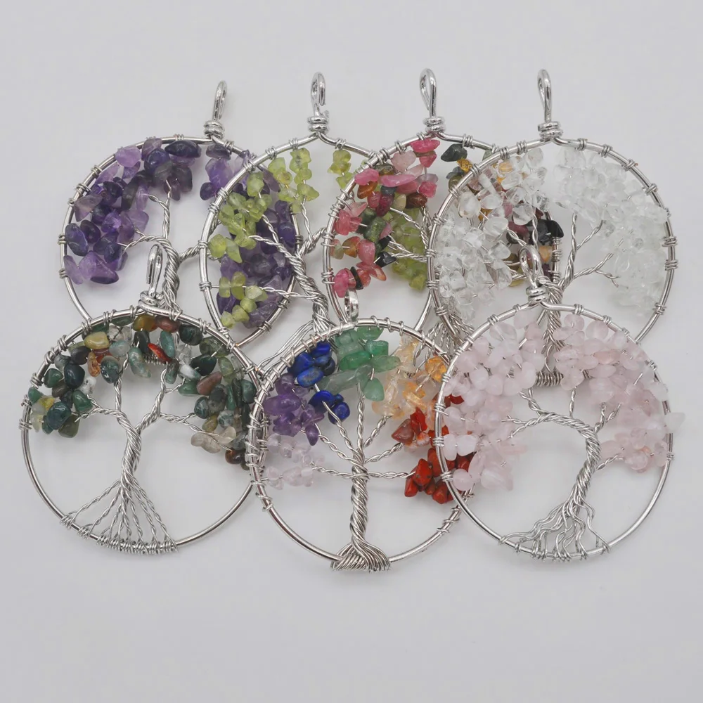 Ручная работа дерево жизни турмалин искусственный гранат лабрадорит кристалл