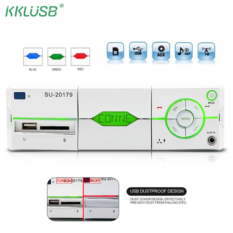 Bluetooth Авторадио Стерео радио FM Aux Вход приемник SD USB Автомобильное Radio12V в тире 1 Дин