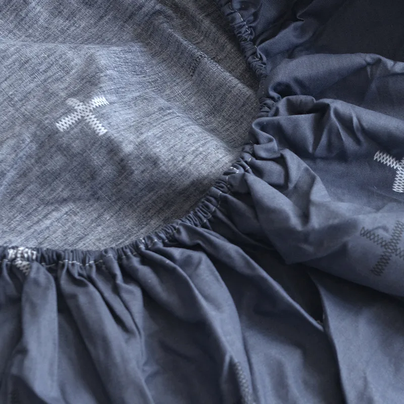 Простыня с эластичным синим принтом 100% хлопок Королевский матрас полный размер