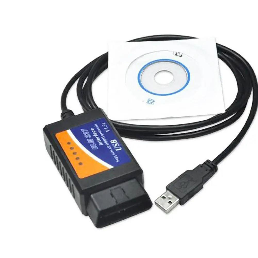 Автомобильный диагностический инструмент ELM327 USB пластик OBD2 версия V1.5 ELM 327