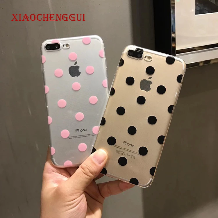 Милые прозрачные чехлы из ТПУ в горошек для телефонов iphone XS Max X XR мягкий чехол 6 6s 7