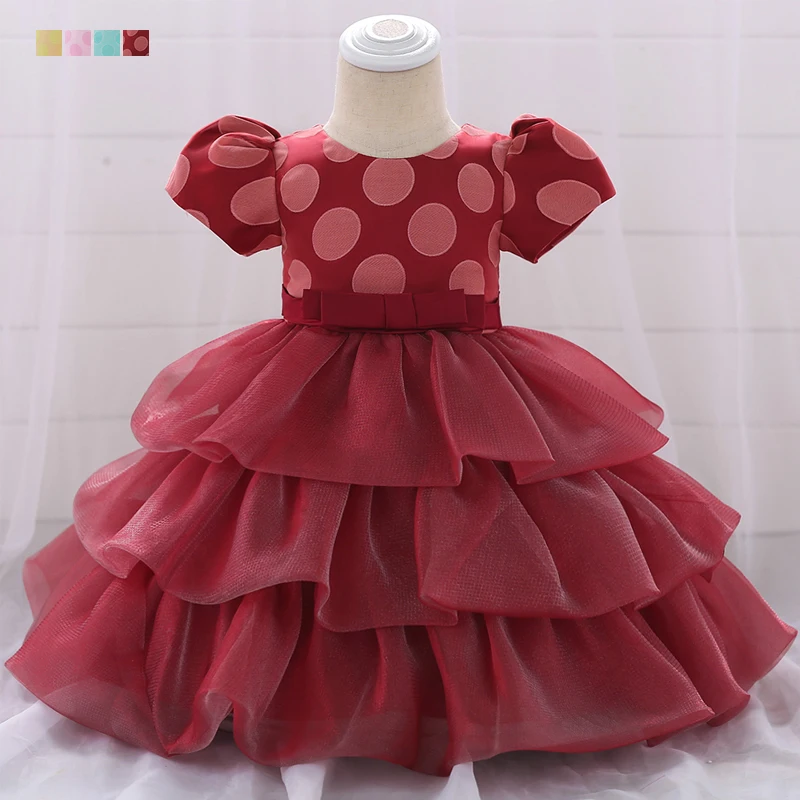 

Baby and Neonate Anniversary Party, Ball Cake Point Dress Children's Princess Full Moon Wine Point Short Sleeve Dress