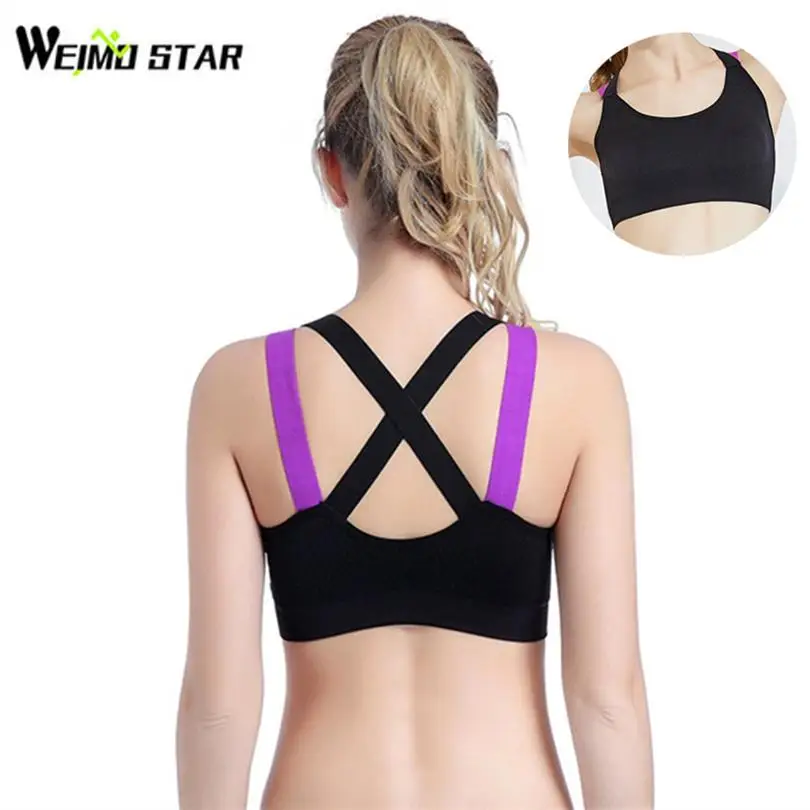 

Weimostar summer Cool cold cycling vest Sport Bras Cross Straps Quick Dry Fitness mtb Bike Underwear Sleep Vest Seamless Bras