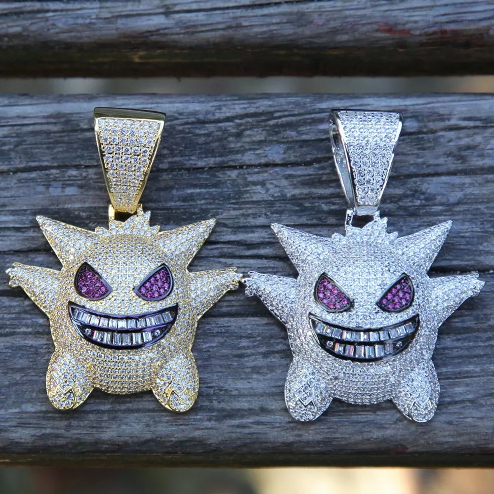 Uwin Мода хип хоп микро Pave Bling сказочное ожерелье со льдом кубического циркония Маленький Дьявол кулон цепи ювелирные изделия для женщин мужчин