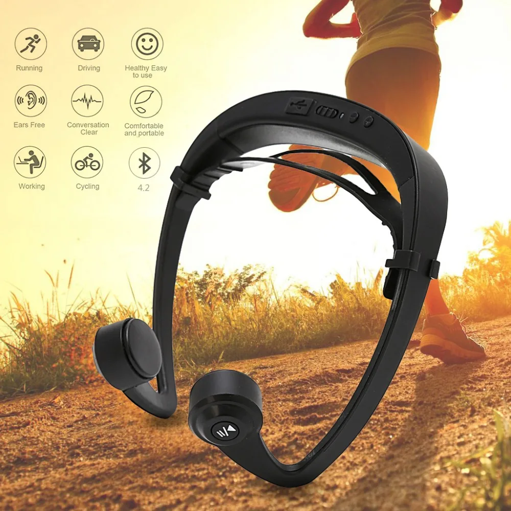Спортивные наушники V9 с крючком костной проводимостью Bluetooth 4 2 гарнитура