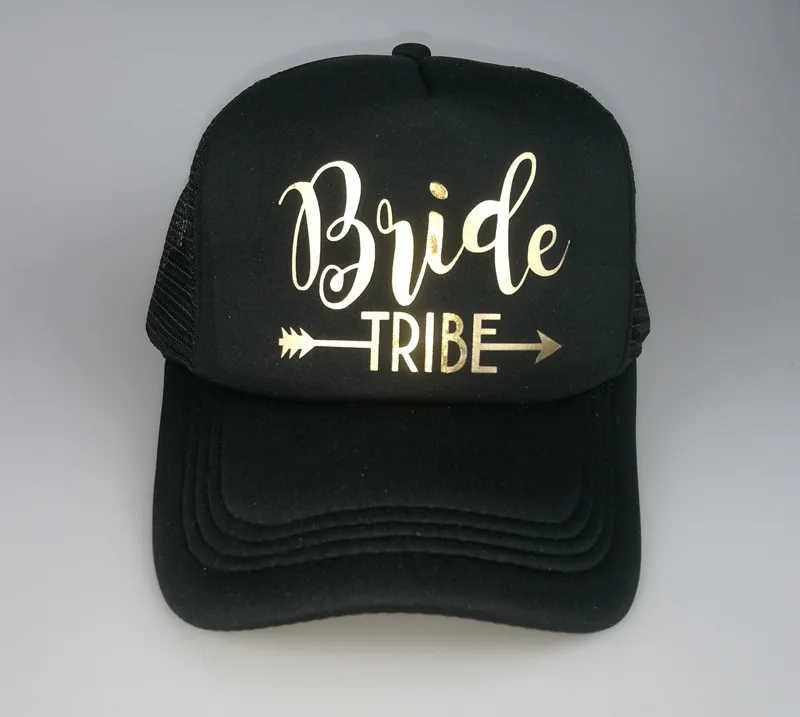 tribe black hat 1 Закрытая акционерная Компания C& Fung надпись «Bride Tribe» девичник Snapback Кепка Дальнобойщика девичник золотыми буквами со стрелками, с надписью "bride to be" надпись «Bride Tribe» бейсбольные шапки - Цвет: tribe black hat 1