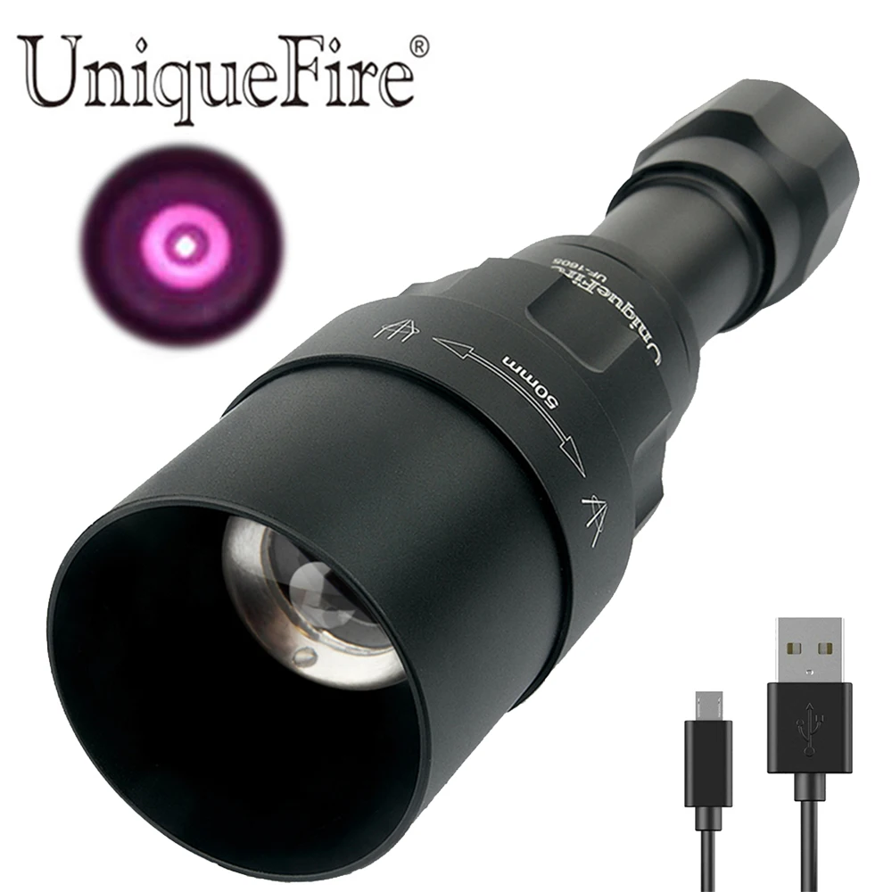 

UniqueFire 1605 USB Rechargeable T50 IR 940nm LED Flashlight Infrared Light 50mm Convex Lens Night Vision Focus Adjustable Torch