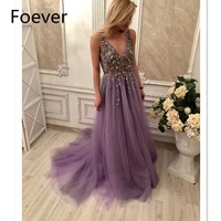 heavily beaded evening dresses long robe de soiree deep v neck soft tulle prom formal dress party gowns custom made