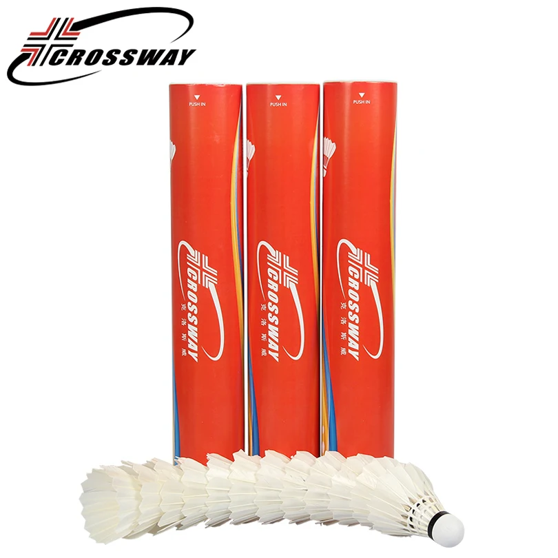 CROSSWAY 12pcs Badminton Shuttlecocks Ball Game Sport Entertainment durable duck feathers good elasticity Balls can | Спорт и