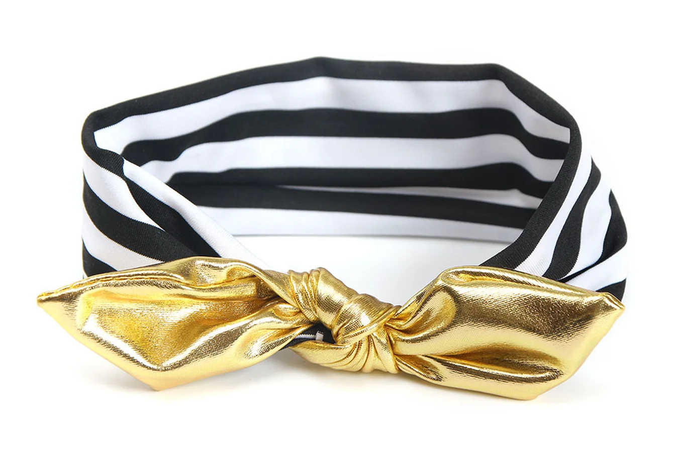 Fashion Children's Bronzed Rabbit Ear Girls Striped Band Knots Elastic Headband Baby Hair Ornaments Kids Accessories WT022 | Детская