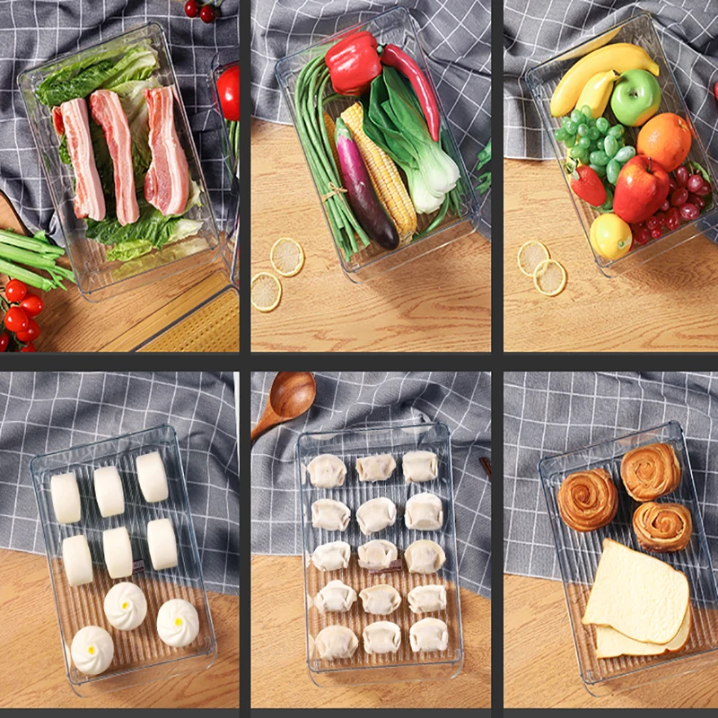 PET Crisper с крышкой кухонный холодильник стеллаж для хранения морозильник ящик для хранения прозрачный контейнер для пищевых продуктов овощи фрукты свежий ящик