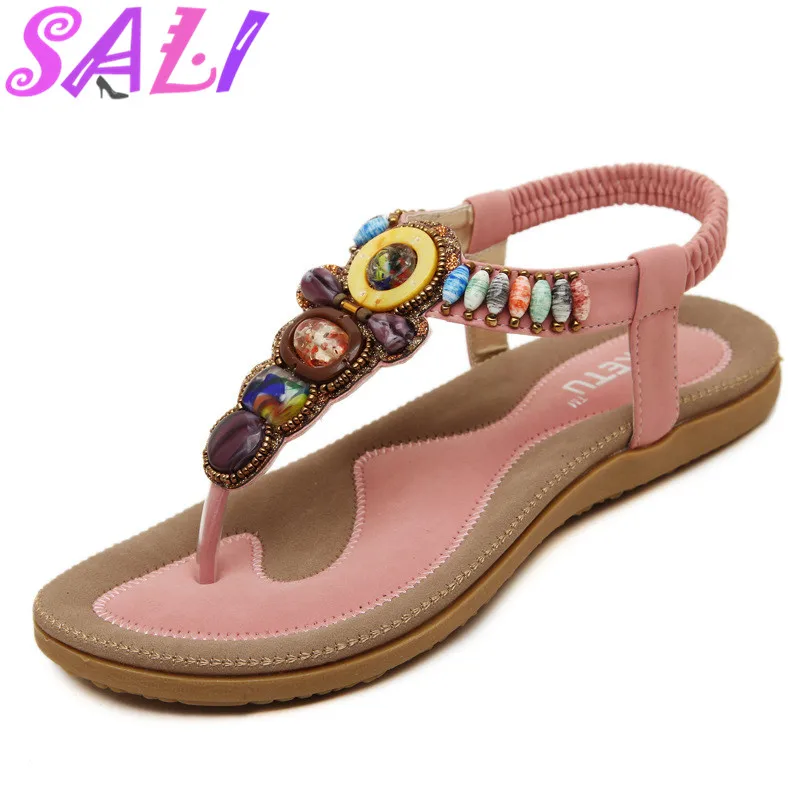 Новинка 2017 года сандалии в богемном стиле с ручной отделкой из бисера женские