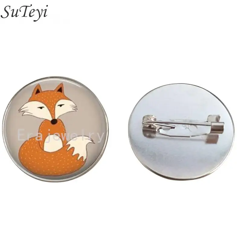 silver SUTEYI, классический стиль, винтажная Лисичка, брошь на булавке, ювелирное изделие, стекло, лесное создание, акварельные броши, животное, художественное изображение, ювелирное изделие - Окраска металла: silver