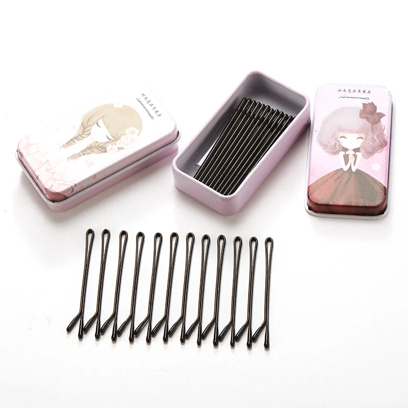 Новинка 15 шт./лот милая коробка грубые Черные Металлические Заколки для женщин