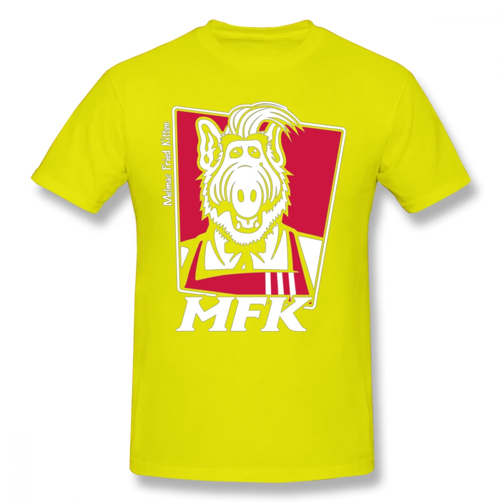 Забавная футболка Melmac Fried Kitten Alf, Harajuku, унисекс, футболка с графическим принтом, хлопок, футболка размера плюс - Цвет: Цвет: желтый