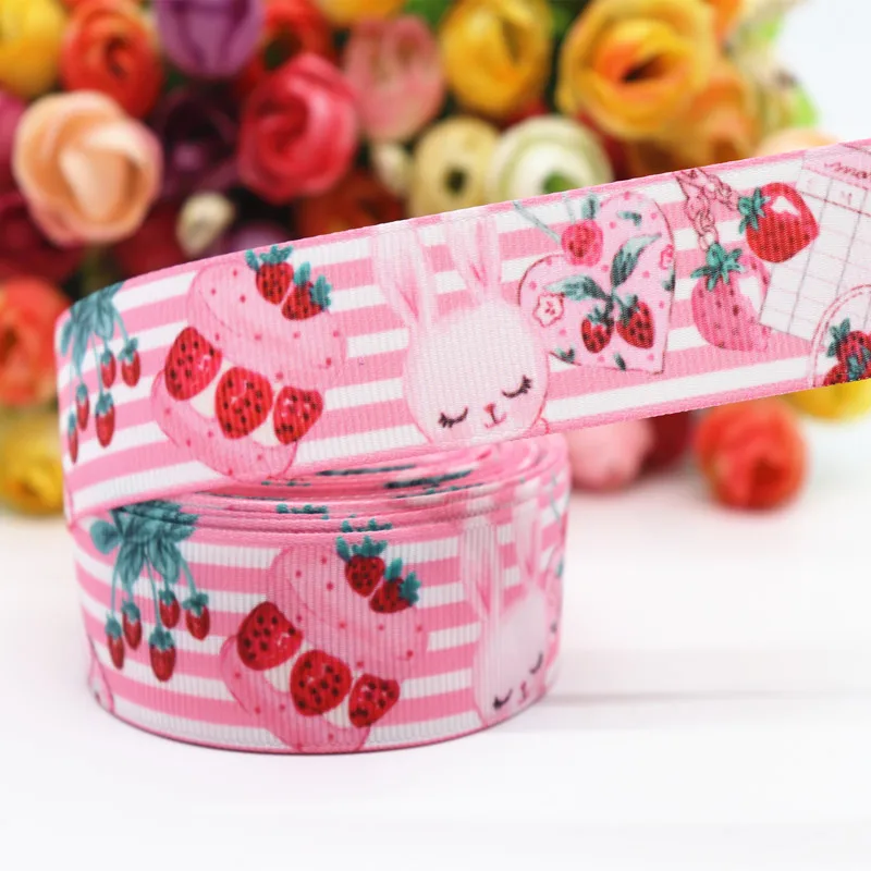 10 ярдов Grosgrain лента клубника торт печатная 1 &quot25 мм пробки для бутылок DIY ремесла