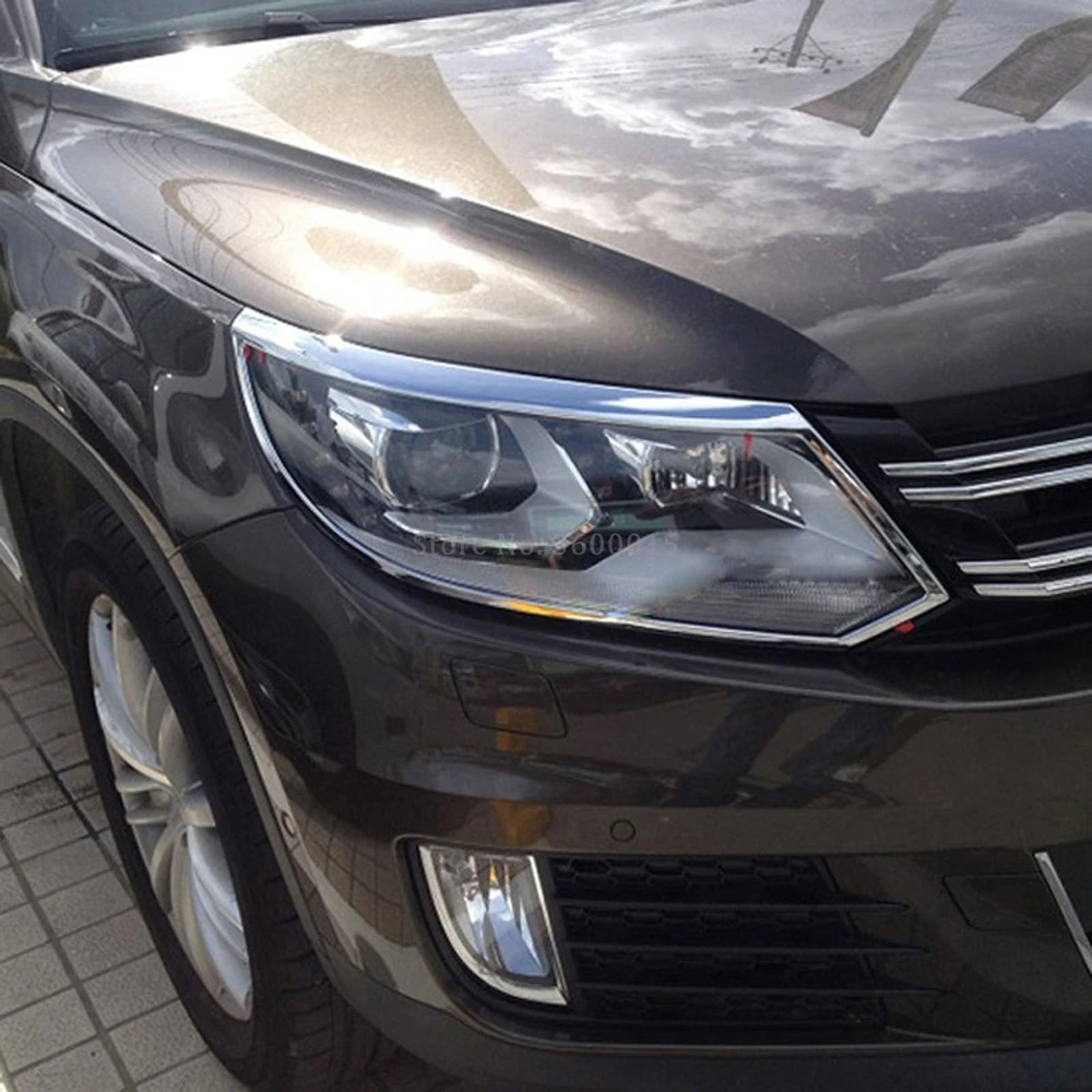 Для Volkswagen Tiguan 2013 внешние аксессуары ABS хромированный головной светильник, головной светильник, крышка лампы, Формовочная отделка, Стайлинг автомобиля