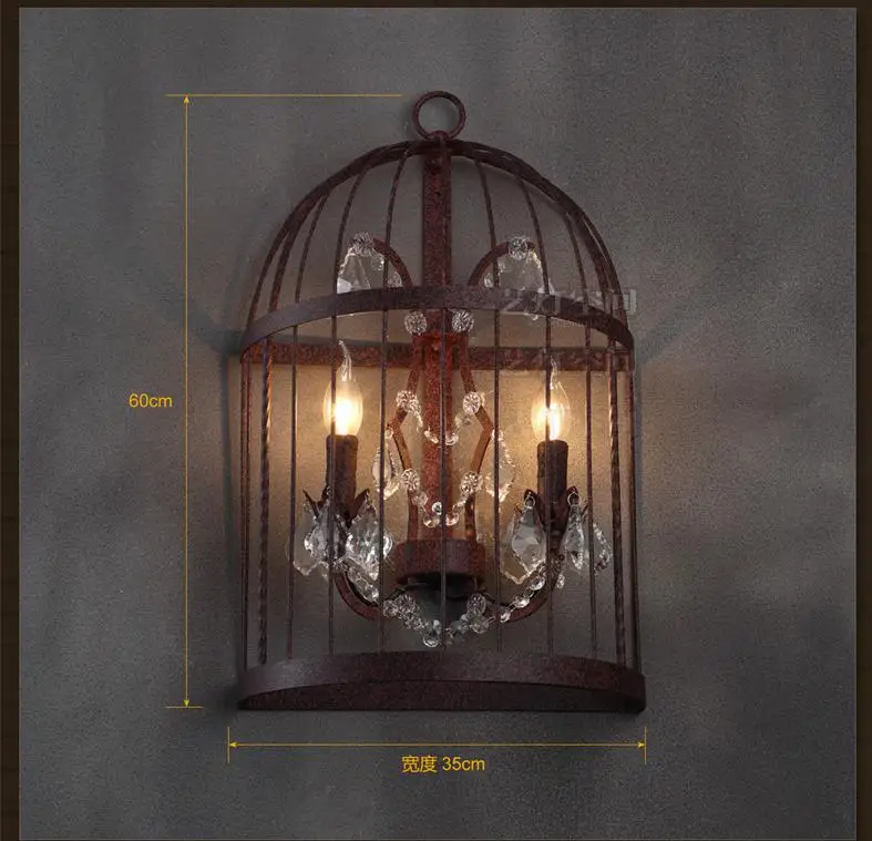 Художественная студийная настенная железная клетка для птиц винтажная лампа