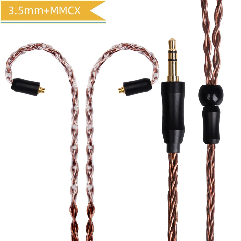 Bronze MMCX 3.5 FDBRO MMCX обмен мгновенными сообщениями IE80 2Pin OCC посеребренный кабель для наушников Разъем для наушников, 3,5/2,5/4,4 мм балансный 8-ядерный посеребренный серебряный кабель - Цвет: Bronze MMCX 3.5