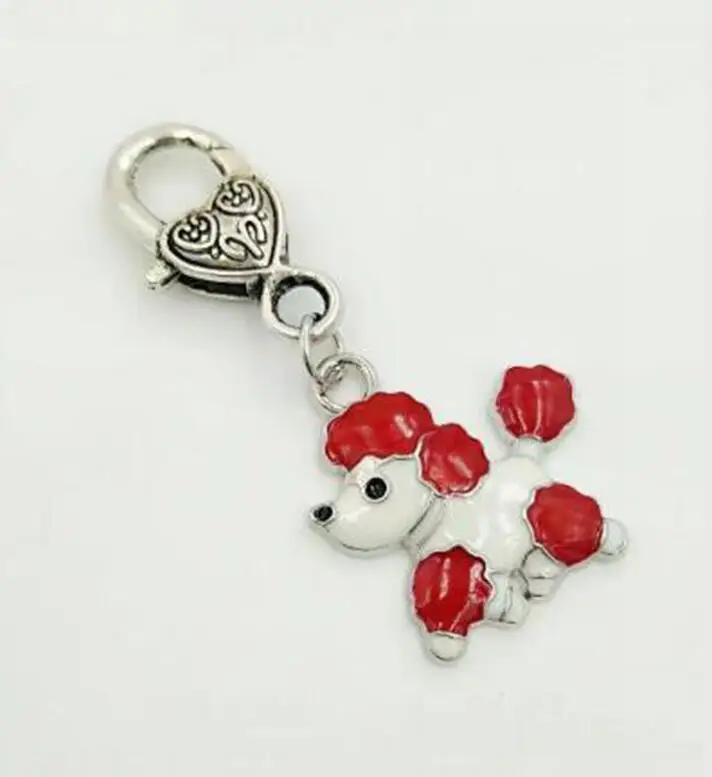 Смешанный стиль сплав эмаль милый пудель Омар застежка брелок для ключей