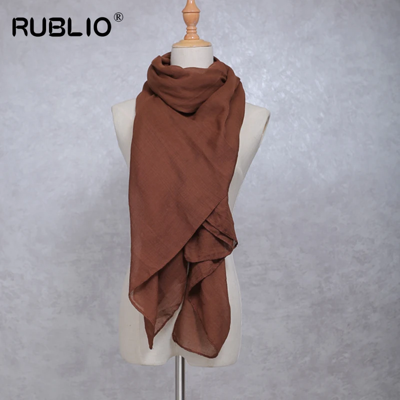 Rublio 2017 женские шарфы мягкая сплошной хиджабы длинную голову шарф двусторонний