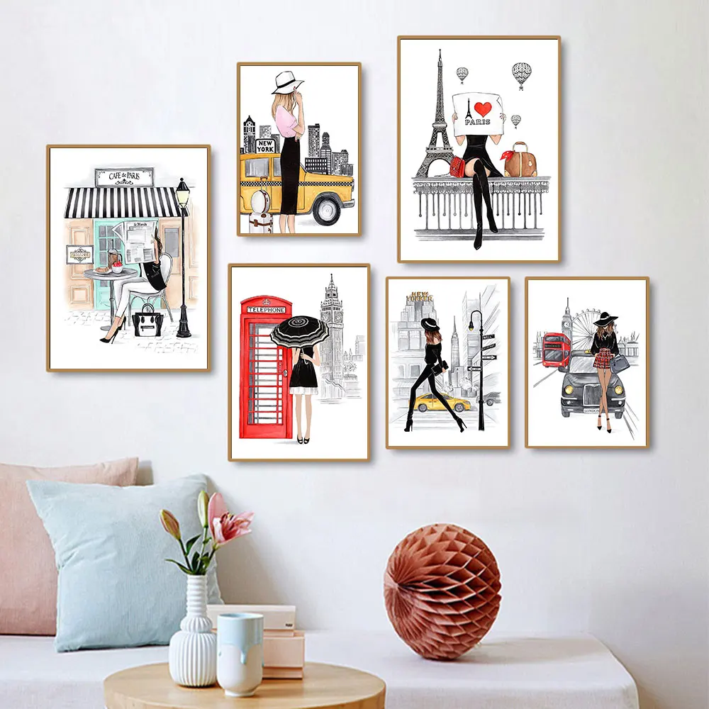 Настенные художественные плакаты на холсте с изображением Парижского города