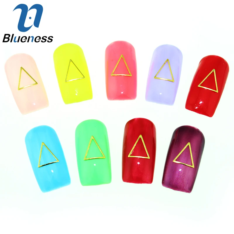 Blueness 100Pcs/lot 8*9mm Triangle Design 3D Nails Art Slice DIY Charms Gold Alloy Manicure Decorations Studs Supplies PJ378 | Красота и