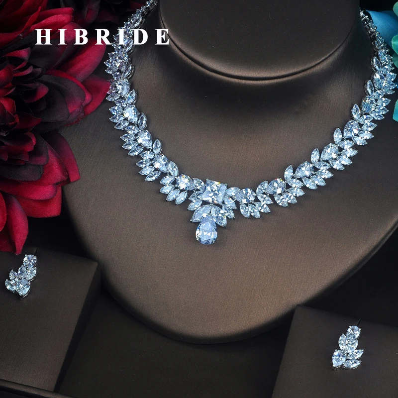 Комплект из колье и серёг для невесты с фианитом|jewelry sets for women|cubic zirconia jewelry setjewelry |