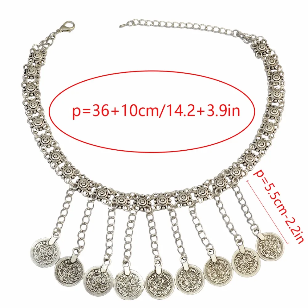 

Bohemian Gypsy Turkish Vintage Choker Necklace Carved Flower Coins Tassel Chain Pendant Necklaces Women Fashion Jewelry