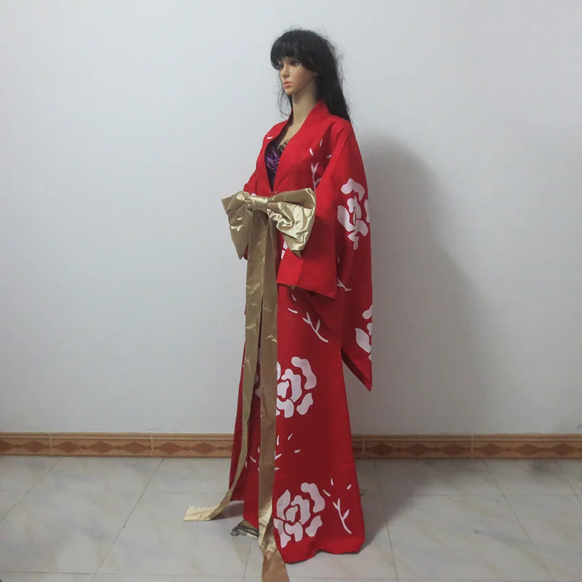 XxxHolic Итихара Юко Косплэй Для женщин/красный цвет длинное Цветочное платье кимоно